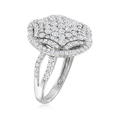1.75 ct. t.w. Diamond Hexagon Halo Ring in 14kt White Gold