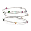 3.50 ct. t.w. Multi-Gemstone Jewelry Set: Three Bangle Bracelets in Sterling Silver