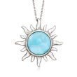 Larimar Sun Pendant Necklace in Sterling Silver