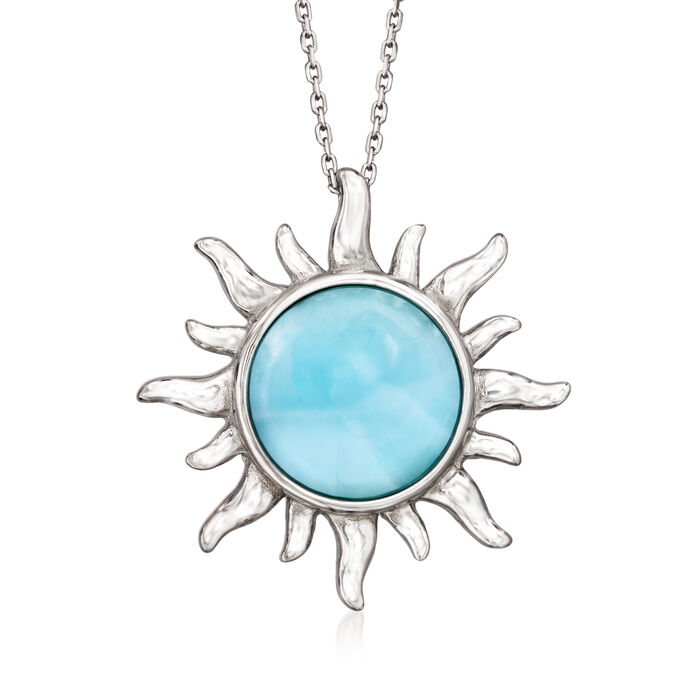 Larimar Sun Pendant Necklace in Sterling Silver