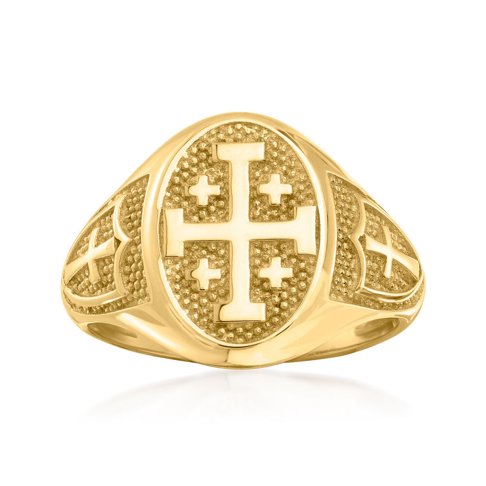14kt Yellow Gold Multi-Cross Signet Ring | Ross-Simons