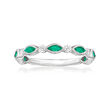 .51 ct. t.w. Emerald and .24 ct. t.w. Diamond Ring in 14kt White Gold