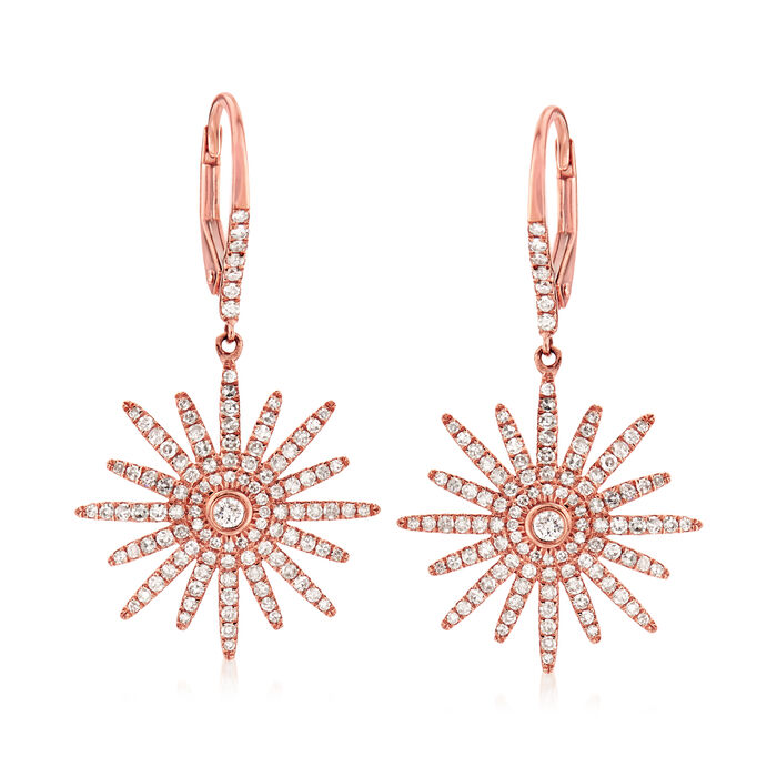 .75 ct. t.w. Diamond Starburst Drop Earrings in 18kt Rose Gold