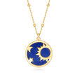 Italian Blue Enamel Celestial Necklace in 18kt Gold Over Sterling