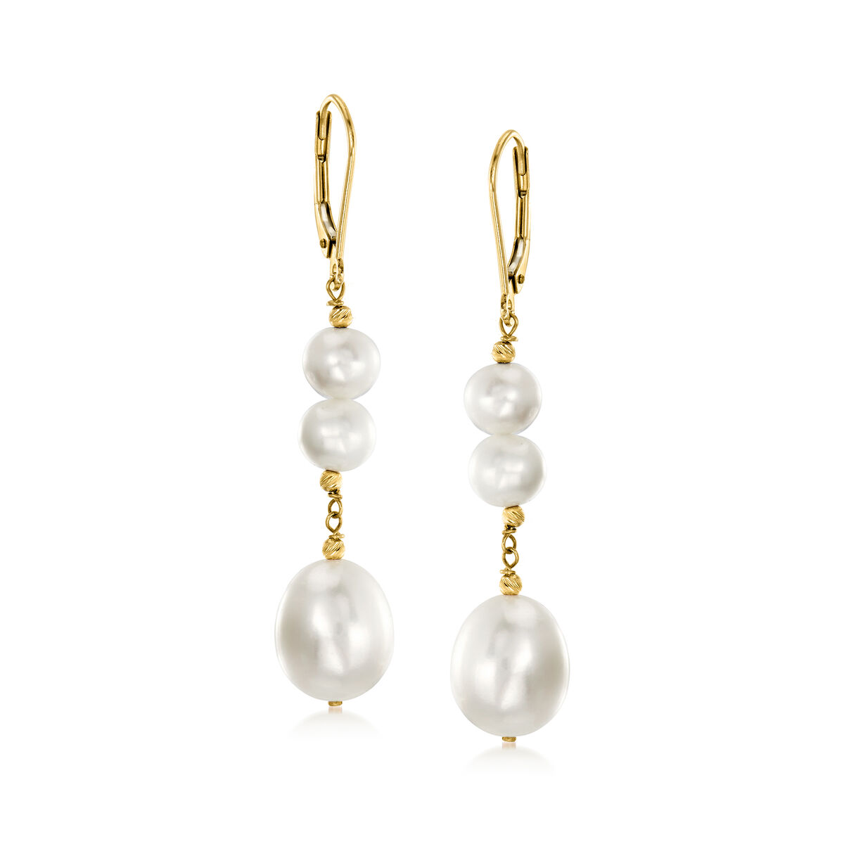 6.5-11mm Cultured Pearl Drop Earrings in 14kt Yellow Gold | Ross-Simons