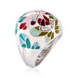 Belle Etoile &quot;Butterfly Kisses&quot; .15 ct. t.w. CZ and Ivory Enamel Ring in Sterling Silver