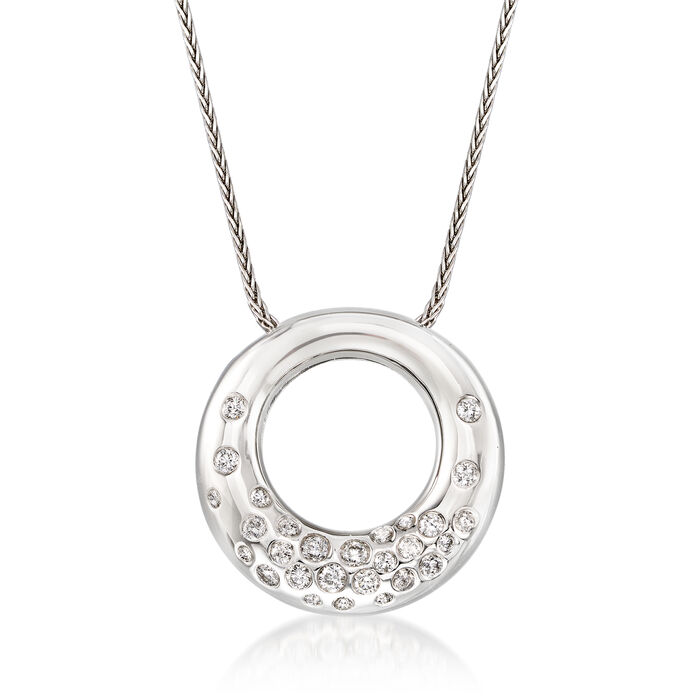 C. 1990 Vintage .70 ct. t.w. Diamond Circle Necklace in 18kt White Gold