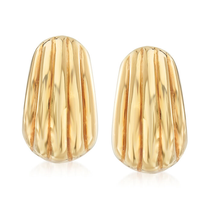 Italian 18kt Yellow Gold Grooved Earrings