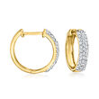 .33 ct. t.w. Pave Diamond Hoop Earrings in 18kt Gold Over Sterling