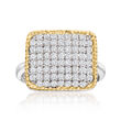 1.00 ct. t.w. CZ Square-Top Ring in Sterling Silver and 14kt Gold