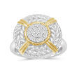 .25 ct. t.w. Diamond Cluster Ring with Roped Frame in Two-Tone Sterling