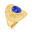 Lapis Ring in Textured and Polished 18kt Gold Over Sterling