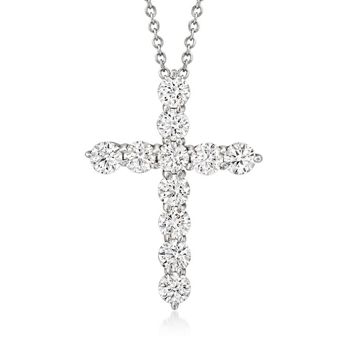 1.00 ct. t.w. Lab-Grown Diamond Cross Pendant Necklace in 14kt White Gold