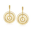 C. 1980 Vintage 1.10 ct. t.w. Diamond Multi-Circle Drop Earrings in 18kt Yellow Gold