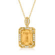 6.00 Carat Citrine and .44 ct. t.w. White Topaz Necklace with Diamonds in 14kt Gold Over Sterling
