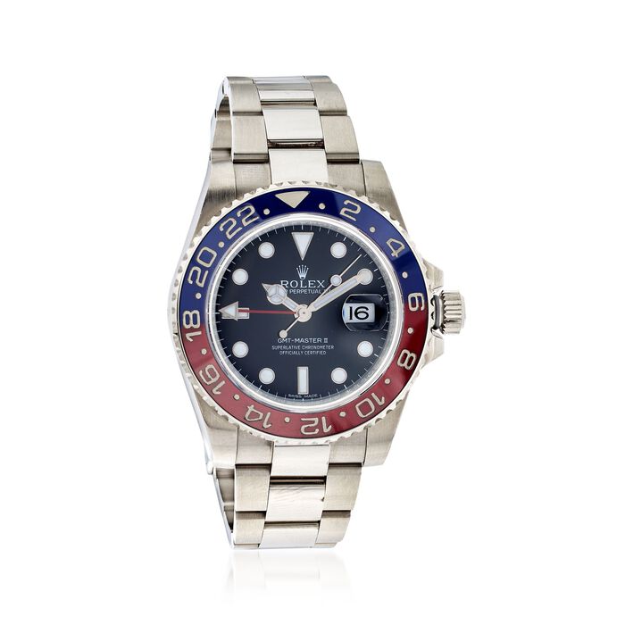 Pre-Owned Rolex Gmt Master Red/Blue Men's 40mm Watch in 18kt White Gold