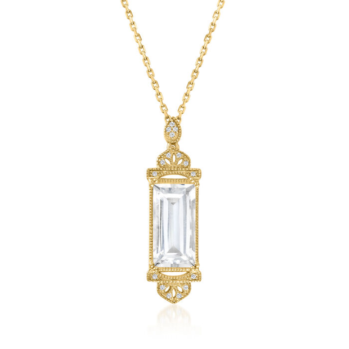 3.80 ct. t.w. Rock Crystal Pendant Necklace with Diamond Accents in Two-Tone Sterling Silver