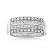 C. 1980 Vintage 1.50 ct. t.w. Diamond Multi-Row Ring in 14kt White Gold