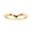 Personalized Chevron Band Ring in 14kt Gold  3 to 7 Birthstones