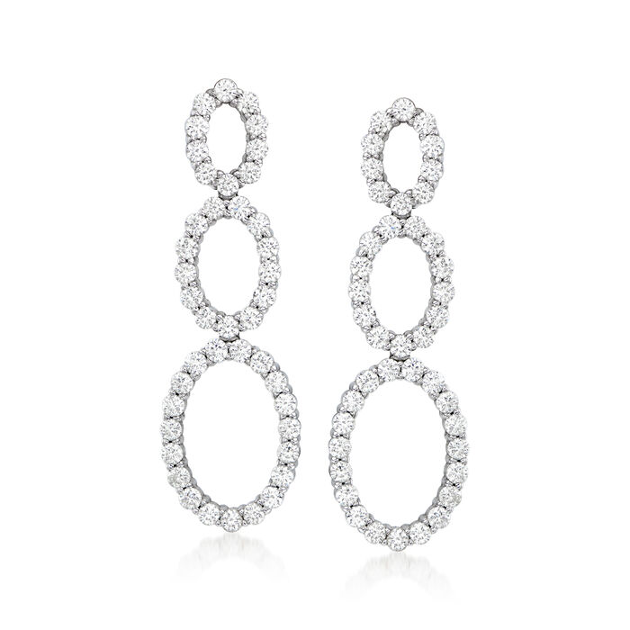 C. 1990 Vintage 3.35 ct. t.w. Diamond Open-Space Circle Drop Earrings in 18kt White Gold