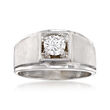 C. 1970 Vintage .50 Carat Diamond Ring in Brushed and Polished 14kt White Gold