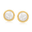 7mm Cultured Button Pearl Stud Earrings in 14kt Yellow Gold