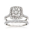 C. 1990 Vintage 1.30 ct. t.w. Diamond Bridal Set: Engagement and Wedding Rings in 10kt White Gold