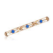 C. 1930 Vintage 4mm Blue Glass Pin with Seed Pearl in 10kt Yellow Gold