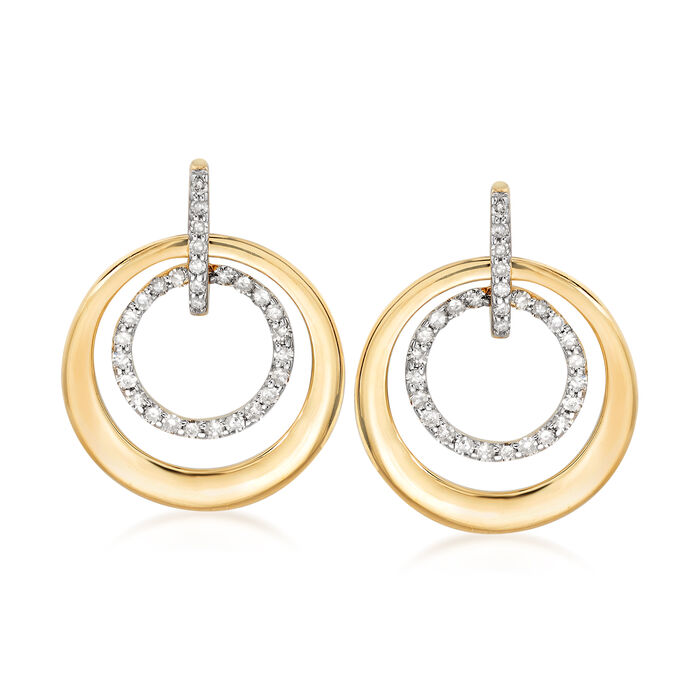 .30 ct. t.w. Diamond Double Circle Drop Earrings in 14kt Yellow Gold