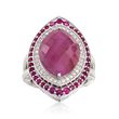 10.85 ct. t.w. Ruby and .27 ct. t.w. Diamond Ring in Sterling Silver