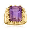 C. 1970 Vintage 10.65 Carat Amethyst Ring in 14kt Yellow Gold