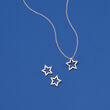 .25 ct. t.w. Baguette and Round Diamond Open Star Pendant Necklace in 14kt White Gold
