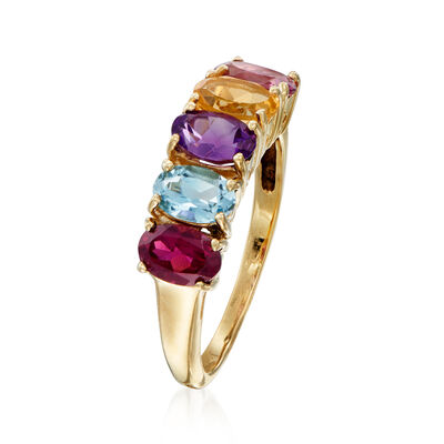 C. 1980 Vintage 2.65 ct. t.w. Multi-Gemstone Ring in 14kt Yellow Gold