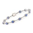 C. 1990 Vintage 3.00 ct. t.w. Sapphire and 1.15 ct. t.w. Diamond Station Bracelet in 18kt White Gold
