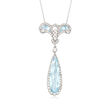 C. 1990 Vintage 3.35 ct. t.w. Aquamarine and 1.15 ct. t.w. Diamond Pendant Necklace in 14kt and 18kt White Gold