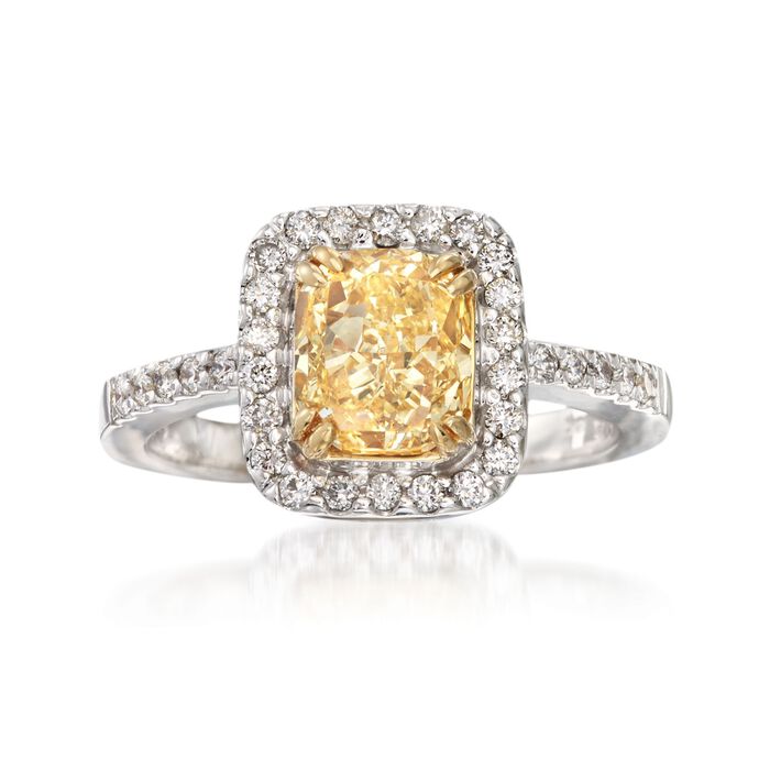 2.33 ct. t.w. Certified Yellow and White Diamond Ring in 18kt White Gold