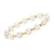 8-9mm Cultured Pearl and 14kt Yellow Gold Bead Stretch Bracelet