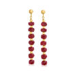 8.00 ct. t.w. Ruby Bead Linear Drop Earrings in 14kt Yellow Gold