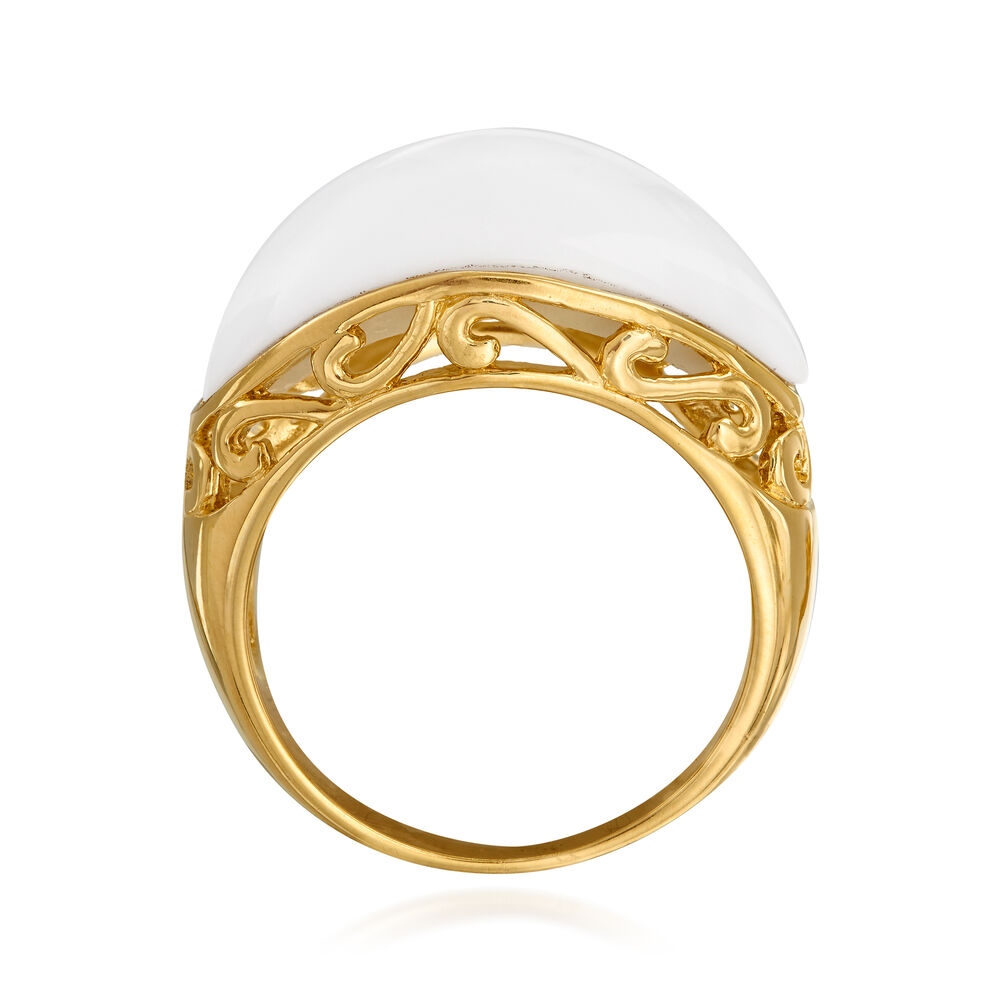 White Agate Ring in 18kt Gold Over Sterling. Size 5 | Ross-Simons
