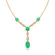 2.00 ct. t.w. Emerald Y-Necklace with Diamond Accents in 14kt Yellow Gold
