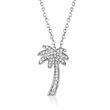 .15 ct. t.w. Diamond Palm Tree Pendant Necklace in 14kt White Gold
