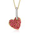 2.20 ct. t.w. Ruby Heart Pendant Necklace with .30 ct. t.w. White Zircon in 18kt Gold Over Sterling