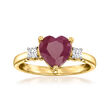 2.60 Carat Ruby Heart Ring with .14 ct. t.w. Diamonds in 14kt Yellow Gold