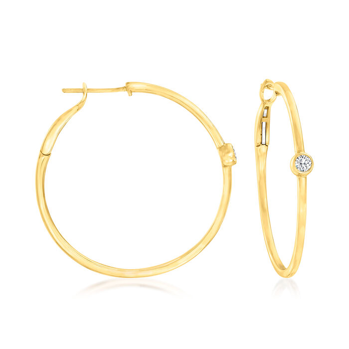 .22 ct. t.w. Bezel-Set Diamond Hoop Earrings in 14kt Yellow Gold