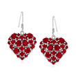 2.90 ct. t.w. Garnet Heart Drop Earrings in Sterling Silver