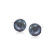 7-8mm Black Cultured Pearl Stud Earrings in 14kt White Gold