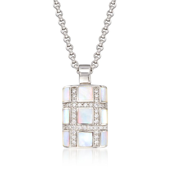 Belle Etoile &quot;Regal&quot; Mother-Of Pearl and .30 ct. t.w. CZ Pendant in Sterling Silver