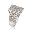 .75 ct. t.w. Pave Diamond Rectangle Ring in Sterling Silver