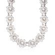 Italian 10mm Cultured Pearl Daisy Statement Necklace in Sterling Silver