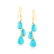 Turquoise Drop Earrings in 14kt Yellow Gold